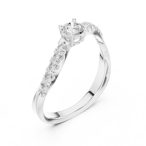 Anillo de compromiso de diamantes de 0.50 CT con halo retorcido estilo corona de vid celestial - Product Image 3