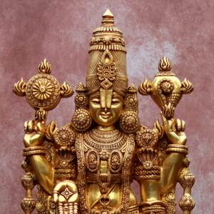 Idole de Tirupati Balaji en laiton de 60 pouces, statue de temple artisanale de style Art Déco pour la décoration de la maison à l'occasion de Diwali - Product Image 3