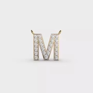 Marvelous 'M' Shape Lab Grown Diamond Pendant Platinum Plated Brilliant Cut Hip Hop Style Letter Jewelry Charms Classic Unisex - Product Image 1