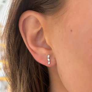 Baguette Lab Grown Diamond Geometric Bar Stud <b>Earrings</b> 14k 18k Solid Gold push <b>back</b> Modern Minimalist Everyday Wear Fine Jewelry - Product Image 5