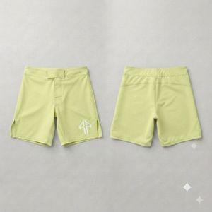 Men's Light Green Solid Color Spandex/Polyester Shorts Sublimation Printing Elastic Waist Quick Dry Casual Shorts with Front <b>Log</b> - Product Image 1