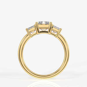 Anillo de tres piedras con diamante cultivado en laboratorio de corte esmeralda en plata para regalo y uso en fiestas, venta al por mayor, cumpleaños y uso diario. - Product Image 5