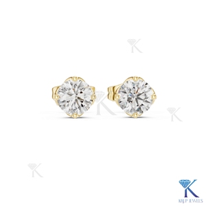 Lab Grown Diamond Solitaire <b>Stud</b> Earrings Crown Tulip Setting 14K 18K Solid Gold Women's Jewelry Wedding Party Bridal - Product Image 2