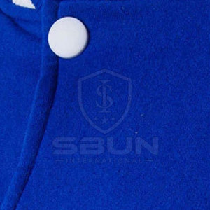 Unique Design Super Quality Varsity <b>Jacket</b> For <b>Men</b> New Fashion Blue and <b>White</b> Color Wool / Polyester <b>Men's</b> <b>Jackets</b> For Sale - Product Image 5