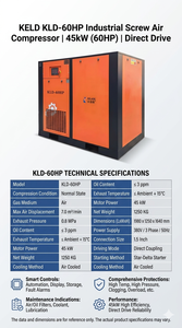 Compresseur d'air à vis industriel à entraînement direct refroidi par air KLD-60HP 45KW 7,0m³/min 0,8MPa 380V - Product Image 6