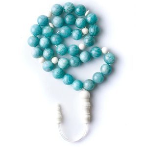 Tasbih de prière musulman en résine véritable peinte sur mesure de haute qualité, 33 perles, format de poche, portable - Product Image 6