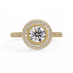 Élégantes bagues de fiançailles en or massif 14 carats avec double halo de diamants de laboratoire ronds, certifiées IGI, bijoux fins personnalisés pour femmes - Product Image 4