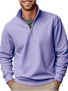 Sweat-shirt à col montant zippé pour homme, pull tricoté à demi-zip, finition lisse, idéal pour le sport, décontracté ou comme pièce de superposition quotidienne - Product Image 3