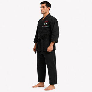 Uniforme d'entraînement de karaté noir de qualité supérieure pour adultes, résistant, avec ceinture noire - Product Image 3