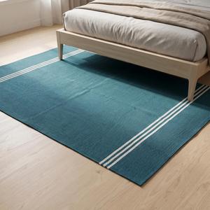 Artisan Handwoven Flatweave Wool Teal Blue Solid Color Minimal Border Anti-Slip Medium Pile Kilim <b>Runner</b> Area <b>Rug</b> Modern Home - Product Image 2