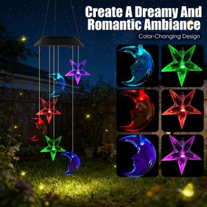 2 campanelli a vento solari con luci LED a forma di luna e stella, che cambiano colore, impermeabili, per patio/giardino/cortile - Product Image 6