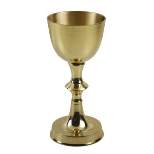 Copa de Vino de Latón Antiguo Estilo Art Déco para Iglesia, Cáliz Vintage, Color Personalizado, Logotipo Personalizado, Regalo de Condolencias, Pascua, Bautismo - Product Image 2