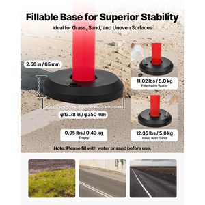 Confezione da 6 Pali Delimitatori Stradali Riflettenti Resistenti da 48 Pollici con Base Riempibile e Strisce in PE - Product Image 3