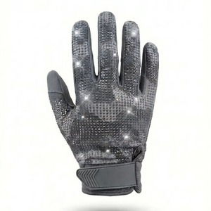 Gants de football américain Premium à adhérence optimale, avec logo personnalisé, design en strass, tissu respirant, sangle de poignet réglable, motif camouflage pour hommes - Product Image 1