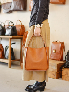 Sac fourre-tout minimaliste en cuir véritable, couleur unie, ouverture supérieure, sac à main pour femme, usage quotidien, toutes saisons - Product Image 6