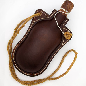 Genuine Cowhide Leather Medieval Costrel <b>Water</b> Bottle Leather Costrel Bottle Renaissance Costrel <b>Water</b> Flask From Pakistan - Product Image 1