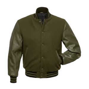 Black Orange Contrast Sleeve <b>Varsity</b> <b>Jacket</b> Wool Blend Baseball <b>Bomber</b> Coat Striped Ribbed Trim <b>Men</b> Fashion <b>Jacket</b> - Product Image 3