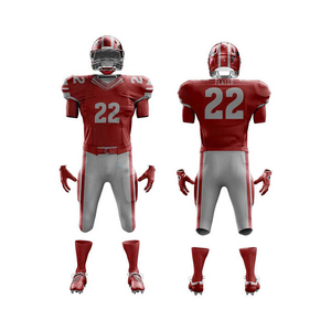 Ensemble d'uniformes de football américain, maillot et pantalon rouge et blanc, 22, manches courtes, évacuation de l'humidité, pour hommes adultes, toutes saisons, impression sublimée - Product Image 3