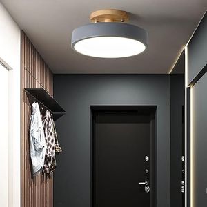 Plafonnier LED à intensité variable 1 lumière, 9 pouces, moderne, en bois, à montage encastré, 12W, pour salon et chambre à coucher - Product Image 1