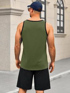 Men's Vests Knitted 100% Cotton Custom Solid Vintage Printing Sleeveless Acid Wash Eco-Friendly Breathable Crew Neck Tank Top - Product Image 3