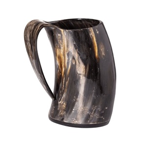 Taza con diseño de barco antiguo, imitación de recipiente antiguo para beber, taza coleccionable de cuerno de búfalo, arte decorativo de cuerno natural - Product Image 5
