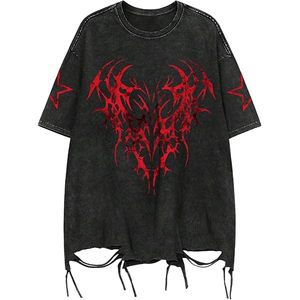 Hip hop style mens t shirt vintage <b>acid</b> wash dtg printed <b>drop</b> shoulder heavyweight cotton fashion top - Product Image 2