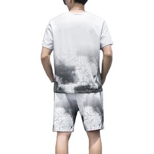 Survêtement 2 pièces d'été personnalisable pour hommes Streetwear Ensemble t-shirt à manches courtes pantalon de jogging Logo personnalisé Style décontracté - Product Image 2