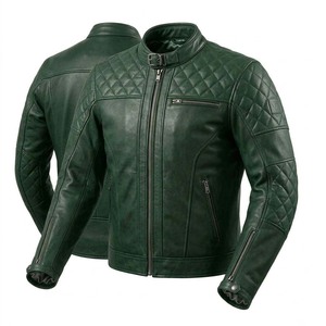 Premium Men's Leather <b>Jacket</b> Long Thin Canvas Design Waterproof & Breathable Motorbike Biker Gear - Product Image 1