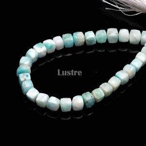 Natural Larimar Sky Blue Faceted <b>Cube</b> Stone Beads 6mm 8 Inch Gemstone Strand LUSTRE Brand Jewelry Making Wholesale Supply Bulk - Product Image 2