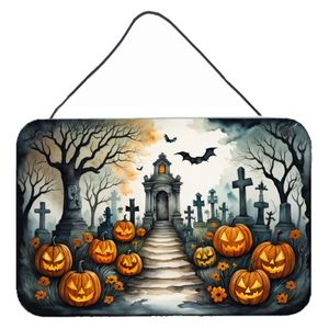 New Marigold Spooky Halloween Aluminum Metal <b>Sign</b> Multicolor 8HX12W Wall Door Hanging Prints for <b>Kitchen</b> Bar Bathroom Home Decor - Product Image 1