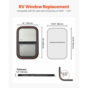 Finestra verticale RV 14 \ "W X 22 \" H con funzionalità scorrevoli colorate e accessori esterni dell'anello di rivestimento dello schermo della rete - Product Image 2