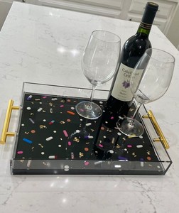 Luxury Black Resin Serving <b>Tray</b> with Gold Foil Resin <b>Storage</b> <b>Tray</b> - Product Image 4