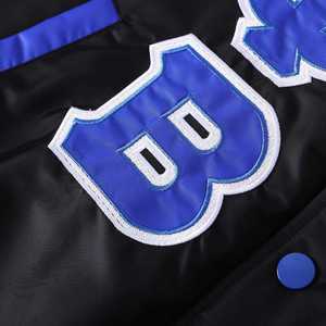 Veste bomber en satin noir et bleu Zeta Phi Beta, broderie en chenille, doublure personnalisée, veste universitaire grecque pour femmes, boutons pression, vêtements haut de gamme - Product Image 3