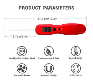 Termómetro Digital de Cocina, Rojo, de Plástico, con Pantalla LCD Grande, Funciona con Batería, para Uso en Cocina - Product Image 2