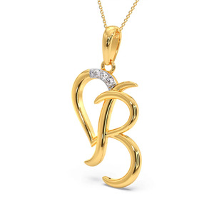 Collier chaîne avec pendentif diamant lettre initiale B style script - Product Image 1