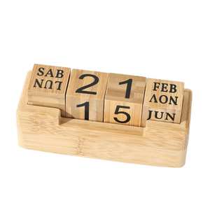 Calendrier de bureau en bois naturel écologique fait main avec cadre photo – Décoration maison et bureau, utilisation sur table – Cadeau de pendaison de crémaillère, mariage, commande en gros - Product Image 1