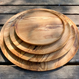 Assiettes en bois d'olivier sculptées à la main, petites, moyennes, grandes, taille personnalisée - Product Image 1