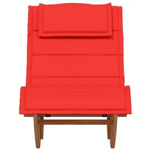 Chaise longue en bois d'acacia massif marron pour 2 personnes avec coussin, ensemble de 2 pièces - Product Image 5