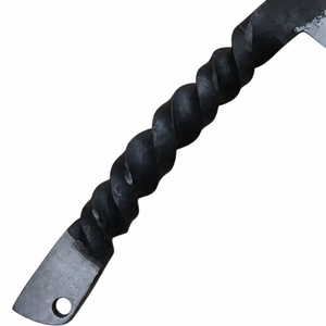 Black Twisted Handle Fixed Blade Utility Knives with Silver Curved Cutting Edge and Flat Metal End for <b>Outdoor</b> Cutting Tasks - Product Image 3