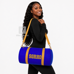 Bolsa de lona personalizada de la hermandad Sigma Gamma Rho, azul y dorada, con logotipo bordado, para uso diario, de gran capacidad, de nailon y poliéster. - Product Image 4