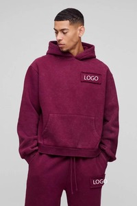 ชุดวอร์มมีฮู้ดสีแดงเลือดหมูแบบ unisex  ทรงหลวม  ผูกเชือก  ใส่สบาย  ไม่ยับง่าย  น้ำหนักเบา  ผ้าฝ้าย 100% สีพื้น - Product Image 5