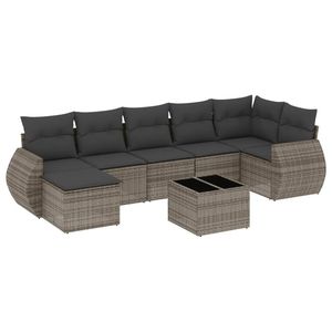 Conjunto de Sofás de Jardín de Mimbre Gris para 6 Personas, Muebles de Mimbre Contemporáneos para Exteriores - Product Image 4