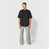 Pantalon de survêtement streetwear pour homme en coton épais doublé polaire, coupe ample, délavé à l'acide, taille élastique avec cordon de serrage, évasé, personnalisable, haute qualité
