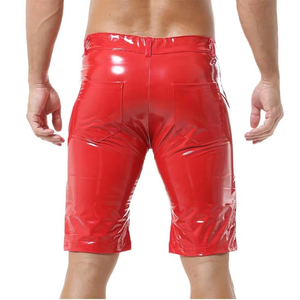 Red Premium Quality Bulk Quantity Men Leather <b>Shorts</b> Cheap Price Mid Waist Bermuda Style Formal Breathable Hot <b>Shorts</b> - Product Image 3