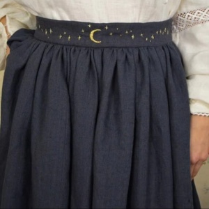 Women Cotton Maxi <b>Skirt</b> Wrap Design Breathable Eco-Friendly Cottage Core Features Gathered Waist Natural Waistline <b>White</b> Hem - Product Image 1