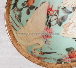 Juego de 4 cuencos para servir de madera de mango pulido, estilo náutico, estampado de pato de ágata, diseño de esmalte transparente, artesanía artesanal, recuerdo, estilo de amor - Product Image 6