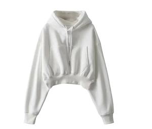 เสื้อฮู้ดออกกำลังกายผู้หญิง ผ้าฟลีซนุ่มพิเศษ ทรงครอป ระบายอากาศได้ดี ทรงหลวม สวมใส่สบายในฤดูหนาว ผ้าฝ้ายแท้ 100%  แบบสั่งทำพิเศษด้านหน้า - Product Image 5