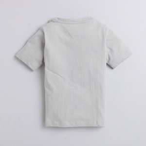 Camiseta Polka Tots Media Manga 100% Algodón Tela Antibacteriana Tren Gris - Product Image 2