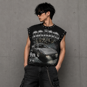 เสื้อกล้ามพิมพ์ลายกราฟิก DTG ประดับคริสตัล Glory Custom ผ้าเจอร์ซีย์คอตตอน 100% สไตล์วินเทจใหม่ เสื้อยืดแขนกุดสำหรับทุกเพศ สวมใส่สบาย - Product Image 5