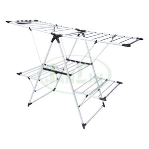 Estante de secado de acero inoxidable independiente compacto, soporte de ropa plegable para lavandería en casa, organizador de balcón duradero - Product Image 1